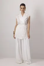 PATTERNED SATIN DOUBLE-BREASTED VEST