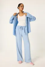 HIGH-WAISTED WASHED GABARDINE PANTS HIGH-WAISTED WASHED GABARDINE PANTS