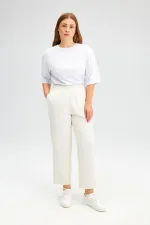 Crepe pants with elastic waistband Crepe pants with elastic waistband