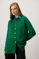 LONG CARDIGAN À BOUTONS DORÉS