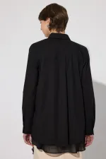 CHEMISE EN POPLIN AVEC DÉTAILS EN CHIFFON