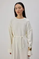 KUŞAKLI TRİKO MAXİ ELBİSE