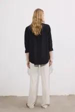 ETEK UCU PÜSKÜLLÜ POPLİN GÖMLEK