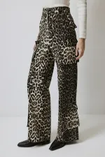 100% COTTON LEOPARD PRINT CARGO PANTS