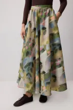 PATTERNED SATIN SKIRT PATTERNED SATIN SKIRT