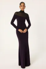 SİM DETAYLI UZUN KOLLU ELBİSE