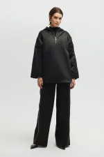 SWEAT-SHIRT EN SATIN À FERMETURE ÉCLAIR