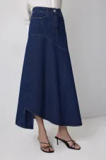 JUPE EN JEAN À COUPE ASYMÉTRIQUE