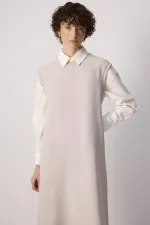 Bicycle collar crepe vest Bicycle collar crepe vest