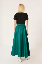 JUPE EN SATIN À VOLANTS