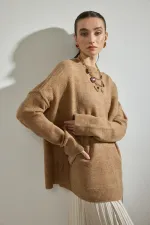 BİSİKLET YAKA OVERSİZE TRİKO KAZAK