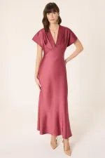 V-neck satin dress