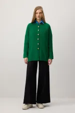 LONG CARDIGAN À BOUTONS DORÉS