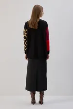 Pull tricoté à motif léopard
