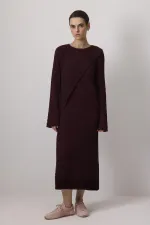 PAMUKLU ASTARLI BRODE ELBİSE