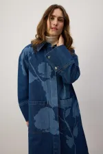 ÇİÇEK DESENLİ DENİM CEKET