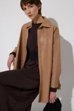 ÇITÇITLI VEGAN DERİ GÖMLEK