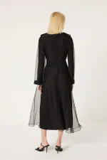 GOLD BUTTONED ORGANZA DRESS GOLD BUTTONED ORGANZA DRESS