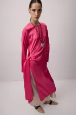 BAĞLAMA DETAYLI UZUN SATEN TUNİK