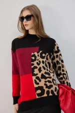 Pull tricoté à motif léopard
