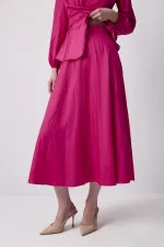 FRONT-TIE SATIN BLOUSE AND SKIRT SET FRONT-TIE SATIN BLOUSE AND SKIRT SET