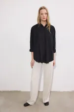 ETEK UCU PÜSKÜLLÜ POPLİN GÖMLEK