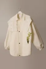 ÇİÇEK DANTELLİ GABARDİN CEKET