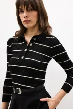 POLO YAKA ÇİZGİLİ TRİKO KAZAK