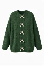 KNITTED CARDIGAN WITH BOW DETAIL
