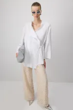 %100 KETEN KRUVAZE KİMONO