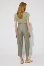 PENSLİ YÜKSEK BEL VEGAN DERİ PANTOLON