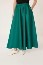 JUPE EN SATIN À VOLANTS