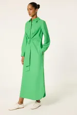 BELTED SHIRT COLLAR DRESS