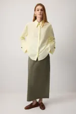 GENİŞ MANŞETLİ KISA POPLİN GÖMLEK