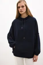 Balloon Sleeve Hooded Sweatshirt