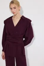 DOUBLE-BREASTED BELTED SHIRT AND TROUSER SET DOUBLE-BREASTED BELTED SHIRT AND TROUSER SET