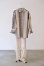 STRIPED COTTON BLEND OVERSIZE SHIRT
