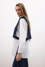 ÖRME SÜVETERLİ POPLİN GÖMLEK