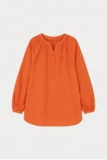 100% COTTON GATHERED COLLAR TUNIC