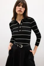 POLO YAKA ÇİZGİLİ TRİKO KAZAK