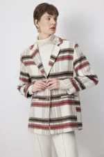 VESTE BLAZER À BOUTONS DORÉS À CARREAUX