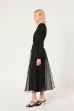 GOLD BUTTONED ORGANZA DRESS GOLD BUTTONED ORGANZA DRESS