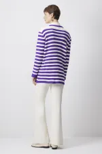 GOLD BUTTONED STRIPED LONG CARDIGAN