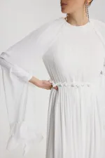 VOLANLI ŞİFON ELBİSE