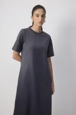 100% COTTON SHORT-SLEEVED KNITTED DRESS