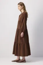 %100 KETEN BÜZGÜLÜ ELBİSE