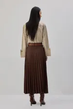 JUPE PLISSÉE EN DAIM