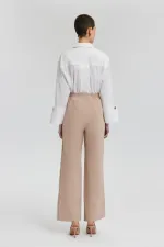 PANTALON EN LIN AVEC DÉTAILS EN ORGANZA