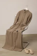 KUŞAKLI POPLİN GÖMLEK ELBİSE