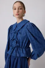DENIM EFFECT BLOUSE AND SKIRT SET DENIM EFFECT BLOUSE AND SKIRT SET